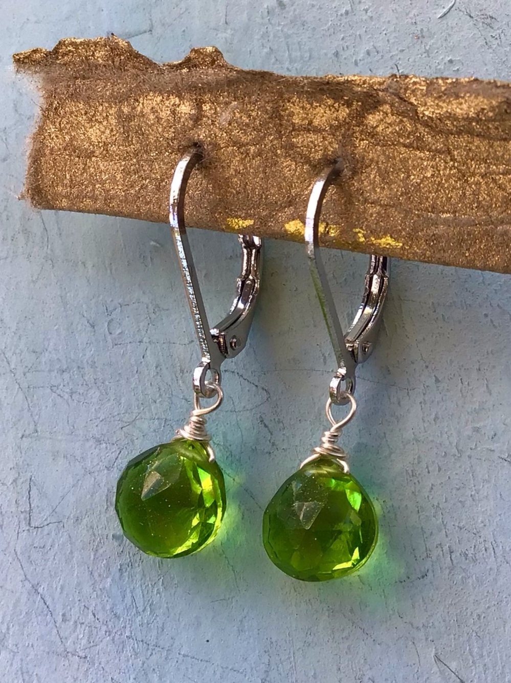 Natural Peridot Sterling Silver Sundance Charm Earrings